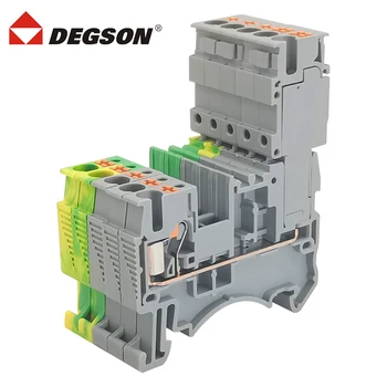 DEGSON DS2.5/1P-01P-11-00ZH PLUGGABLE PUSH IN WITH HEADERS DESIGN SPRING TYPE TERMINAL BLOCKS RAIL STRAIGHT IN FOR NS35 PT2,5/1P