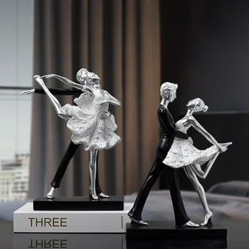 смола Nordic Light Luxury Dance Girl Art Ballet Двойна статуя Начало Всекидневна Спалня Декорация на работния плот Аксесоари
