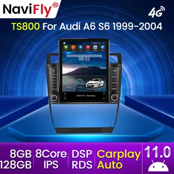 Android 11 Carplay 4G За Tesla Вертикално автомобилно радио Stere GPS навигация Мултимедиен плейър за Audi A6 C5 1997-2004 S6 RS6 2din