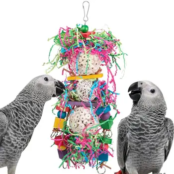 Безопасен Надежден Лесен за окачване Дълготрайна играчка за окачване на птици с дървени блокове Мъниста Птица висяща играчка Облекчаване на скуката