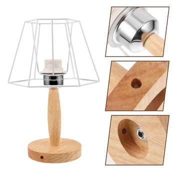 Масивна дървена настолна лампа Стойка за спалня Светлинна маса със скоба за нощни лампи Шестоъгълник модерен