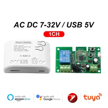 1 / 2 / 4CH Zigbee 3.0 Gateway Tuya Smart Switch 7-32V 85-250V RF контрол 433MHz Light Switch APP Control Smart Home Module