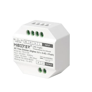 Miboxer TRI-C1ZR Zigbee 3.0+2.4G AC Triac Dimmer Push Switch 110-240V App / Voice / Remote Control, за триак димируеми LED лампи