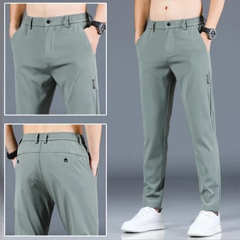 2023 Пролет Лято Есен Сиво Мъжки голф панталони Висококачествена еластичност Мода Ежедневни дишащи зелени панталони