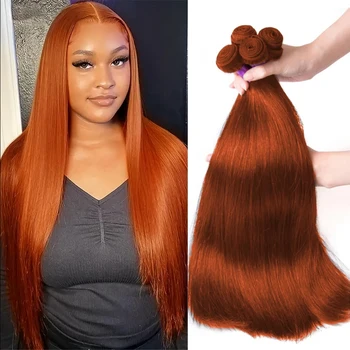350 Джинджифил оранжев цвят прав човешка коса пакети 10 