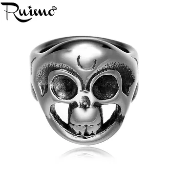 RUIMO Punk 316l Неръждаема стомана Големи черепни мъниста Бижута Изработка на европейски метални мъниста Талисмани за гривни Paracord на едро
