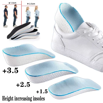 Увеличаване на височината Стелки Мъже Дамски обувки Плоски крака Подкрепа за арка Ортопедични стелки Маратонки Heel Lift Memory пяна Меки подложки за обувки