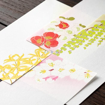 midori Сезонно писмо Японска хартия писмо плик изкуство творчески печат писмо комплект поздравителна картичка подарък карта, училищни пособия