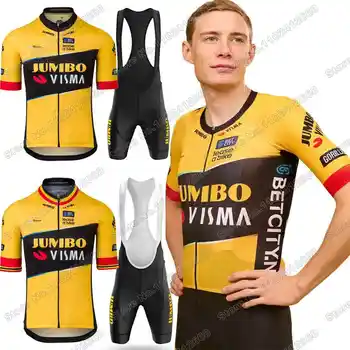 2023 Колоездачно джърси Team Jumbo Visma Set Мъже Колоездене облекло Road Bike риза костюм велосипед лигавник шорти езда облекло MTB Maillot