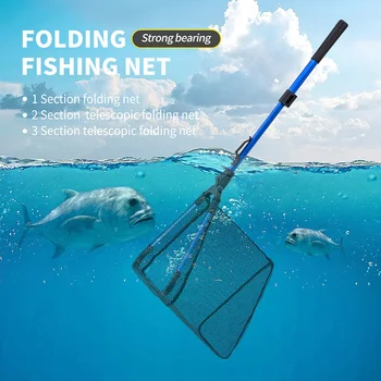 Риболовна триъгълна сгъваема мрежа 72cm/92cm Сгъваема риболовна ръчна мрежа Лека за пъстърва Сом Бас