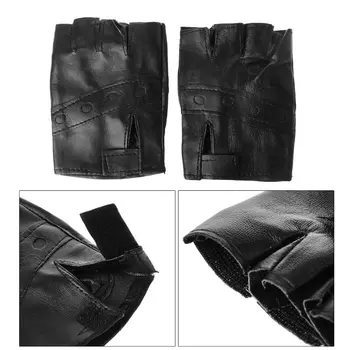 Мъже жени без пръсти шофиране изкуствена кожа ръкавици моторни хладни шипове черни ръкавици