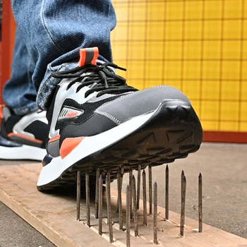 Висококачествени неразрушими обувки за безопасност Мъжки работни маратонки Леки ботуши за сигурност Мъже Устойчиви на пробиване работни ботуши Стоманени обувки