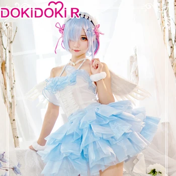 DokiDoki-R Аниме игра Re нула Rem косплей жени ангел версия Re нула Rem косплей костюм овен игра костюм рокля сладък