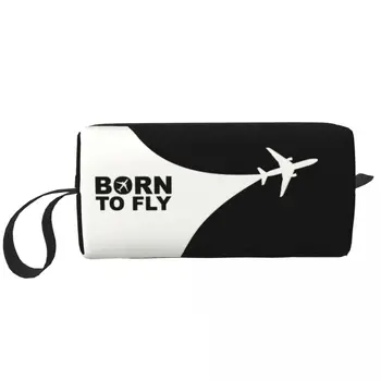 Custom Born To Fly Plane тоалетна чанта авиация авиатор полет пилот козметичен грим организатор красота съхранение Dopp комплект случай