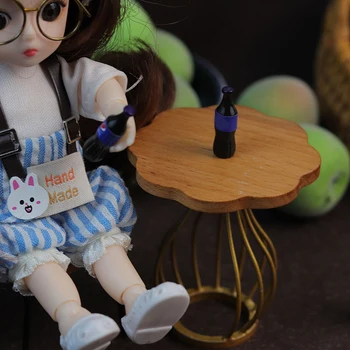 Dollhouse дървена маса модел миниатюрен слой чай маса DIY кукла къща декор мебели аксесоари