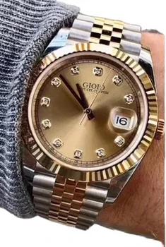 Луксозен нов автоматичен механичен за мъже часовник неръждаема стомана гривна диаманти сребро злато черно сиво Datejusts стил часовници