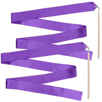 2Pcs 2m цветни ленти за художествена гимнастика Панделки за танцова гимнастика Танцови панделки за деца ( Purple )