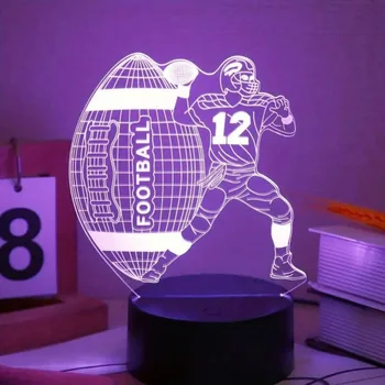 3D Американски футбол нощна светлина 16 цвята промяна дистанционно оптична илюзия ръгби лампа рожден ден Свети Валентин Спортмен подарък