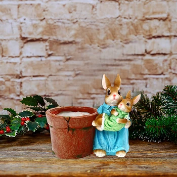 Сладък великденски заек саксия сладък зайче животно сочни плантатори Начало градина декорация