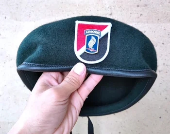 6-та група специални сили на САЩ Вълнена зелена барета 173-та въздушна метална раменна емблема Военна шапка 1963~1971