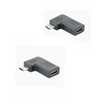 USB-C Type-C женски към микро USB 2.0 5Pin мъжки адаптер за данни 90 градуса ляв & десен ъглов тип конектор