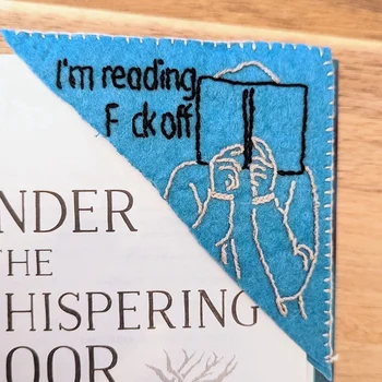 1 Piece Bookmark Books Funny Word Corner Bookmark For Book Lovers Ръчно бродиран филц