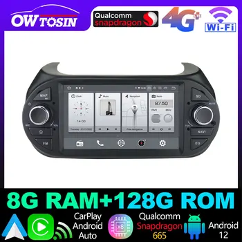 Owtosin Qualcomm 665 6G + 128G Android 12 кола видео плейър за Citroen Nemo Fiat Fiorino Peugeot Bipper Radio DAB GPS Auto CarPlay