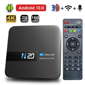 H20 Смарт Android TV Box Android 10.0 2GB 16GB 4K HD гласов асистент TV Box Android 10.0 3D Play Магазин Top Smart Android TV Box
