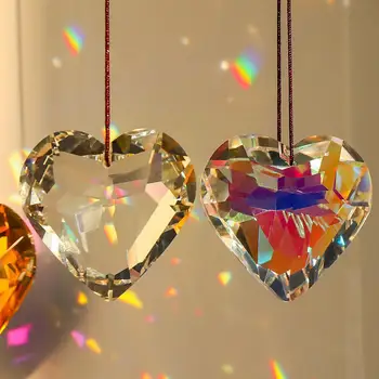 Висящо сърце ясно кристално осветление висулка украшение сърце ловец Начало Rainbow парти декорация призма декор сватба слънце L S6E7