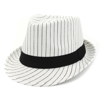Моден дизайн Декорация на черна панделка за възрастни Къса периферия Джаз шапка Fedora Summer Travel Sunhat Жени Мъже Британска шапка Хомбург