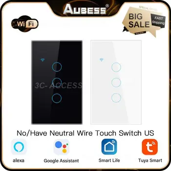 Закалено стъкло App Control Tuya Wif Touch Switch Поддръжка Alexa Начало Неутрален проводник / без неутрален проводник Интелигентно дистанционно управление