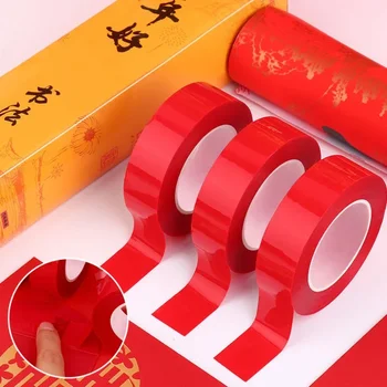 Прозрачна двустранна лента Пролетен фестивал куплети едностранни ленти Новогодишен декор аксесоари Червени стикери за стена Китайски декор
