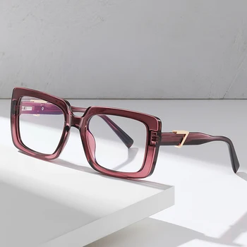 Жени Анти-синя светлина очила ацетат тенденция правоъгълник оптичен рецепта очила персонализирани женски миопични хиперопични очила