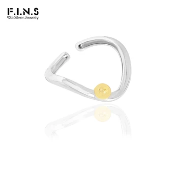F.I.N.S Двоен цвят Геометрични 100% S925 стерлинги сребърен пръстен дъга златни мъниста декорация отворен регулируем пръст пръстен мода глоба