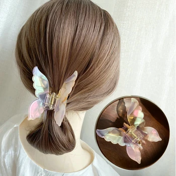 2024 Френски ретро пеперуда Щипки за коса Грабители Аксесоари за коса Задната част на главата Навита коса Хващане на ацетат Клипове Шапки