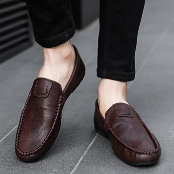 Man летни маратонки висококачествени ръчно изработени кожени луксозни мъжки обувки случайни външни обувки с плоско дъно за шофиране Zapatos De Hombre