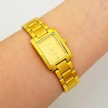 Brass band Висококачествен 2022 нов дамски часовник 24K златен часовник златен подарък за любовница съпруга проста мода малък часовник не избледнява