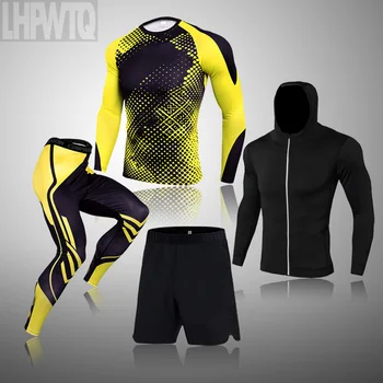 Мъжки спортен костюм MMA Rashgard Male Quick Drying Sportswear Компресионно облекло Фитнес тренировъчен комплект Термо бельо Клинове