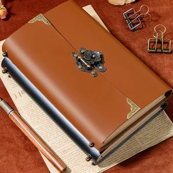 Book Note Notebook Vintage Journal Diary Gift Planners Leather Literature Paper Spiral Stationery Notepad Replaceable