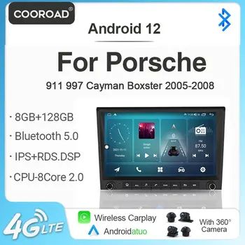 720P 8GB+128GB Android 12 Car Radio стерео мултимедиен плейър Carplay навигация GPS за Porsche Cayman 912 Boxster 997 2005-2012