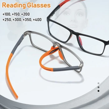 Fashion TR90 Силиконови очила за четене за мъже Пресбиопия на възраст възрастни спортни очила ултра леки анти синя светлина +1.0 до +4.0