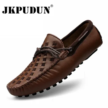 Естествена кожа мъжки обувки случайни луксозна марка италиански фиш на мъжки мокасини дизайнер мокасини меки мъжки обувки за шофиране размер 38-48