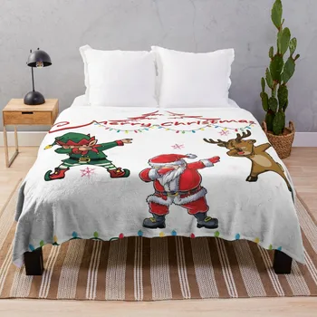 Dabbing Santa Elf Приятели Коледа Момчета Момичета Мъже Коледа Хвърли одеяло Полярно одеяло Юрган одеяло