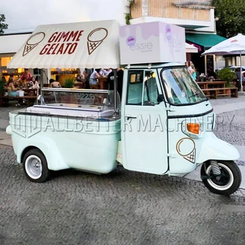 Висококачествена триколка Количка за храна Tuk Tuk 3 колела Класически сладолед Количка за хот-дог Piaggio Ape Food Truck