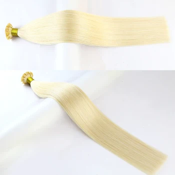 Real Remy Flat Tip Human Hair Extension Silky Straight 1g/s 16-26 инча #60 Блондинки Pre Bonded кератин Fusion коса