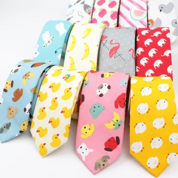 Памук мъжки цветна вратовръзка патица куче плодове цвете вратовръзки тесни деца деца вратовръзка тънък кльощава Cravate тесни дебели вратовръзки