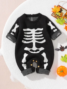 Семейство съвпадение Хелоуин скелет пижама идеален за бебе и родители