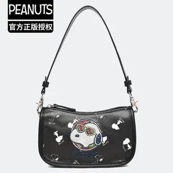 Kawaii Genuine Cartoon Snoopy Black and White Series Pvc чанта за рамо, чанта, телефонна чанта за подмишници