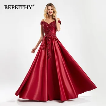 Off на рамото червена дълга вечерна рокля за жени Елегантен дантела елече A-Line по поръчка плюс размер абитуриентска рокля 2023 Ново