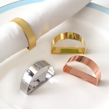 1pcs салфетка пръстен D-образни салфетки притежателя Serviette ключалката злато/сребро/розово злато таблица декор сватбено тържество таблица настройка